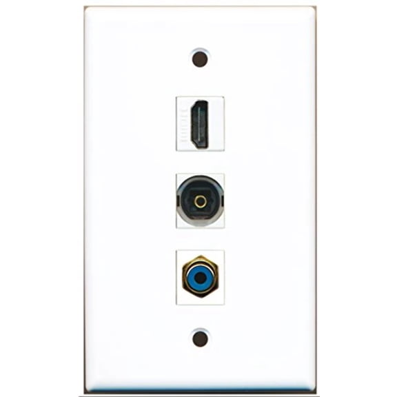 RiteAV - 1 Port HDMI and 1 Port RCA Blue and 1 Port Toslink Wall Plate