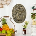 thumbnail image 5 of Sungmor Vintage Cast Iron Wall Art Decor, Oval-shaped Ornate Classical Woman Relief Plaque, Decorative Wall Ornament Antique Sculpture for Home or Garden, Rustic Gold Finish, 5 of 8