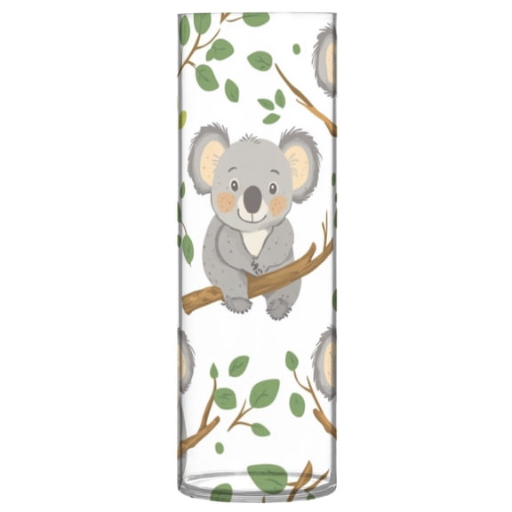 Plastic Vase 11.8 x 3.9 Inch Vase Transparent Non-Breakable Plastic Ornamental Culture Bottle Storage Jar Modern Family Wedding Decoration Cute Grey Koala