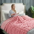 thumbnail image 5 of Soft Luxury Faux Rabbit Fur Throw Blanket for Couch, Cozy Fluffy Channel Throw Blanket for Bed, Fuzzy Warm Thick Mink Blanket with Reversible Plush Velvet for Winter - glitter, 5 of 5