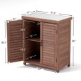 thumbnail image 2 of Brown Hemlock Wood Potting Bench with Storage Cabinet and Metal Table Top for Outdoor Patio & Garden Furniture, 2 of 12