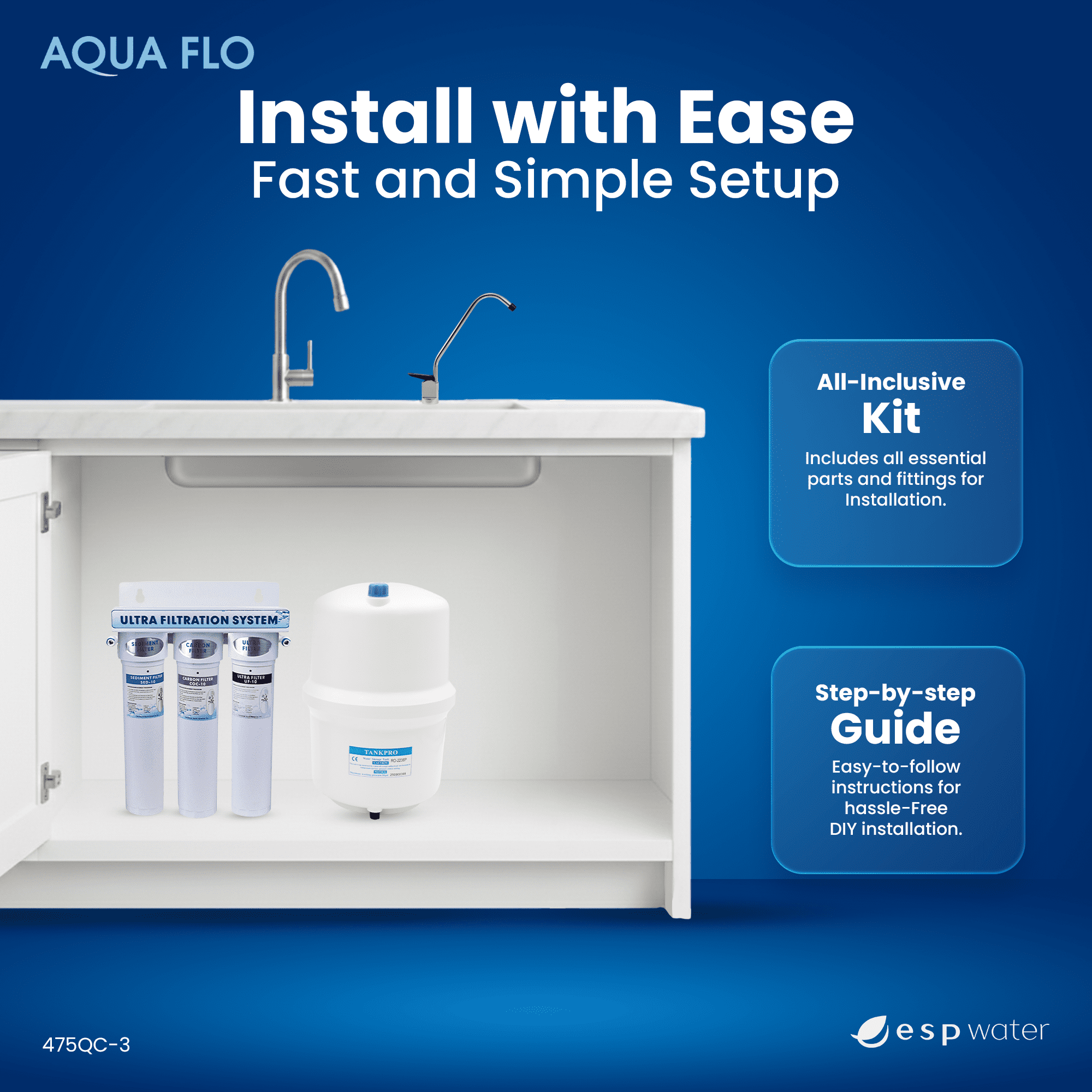 Aqua Flo 475QC-3 Ultrafiltration System – 3-Stage with Quick-Change Filters – Model 20010201