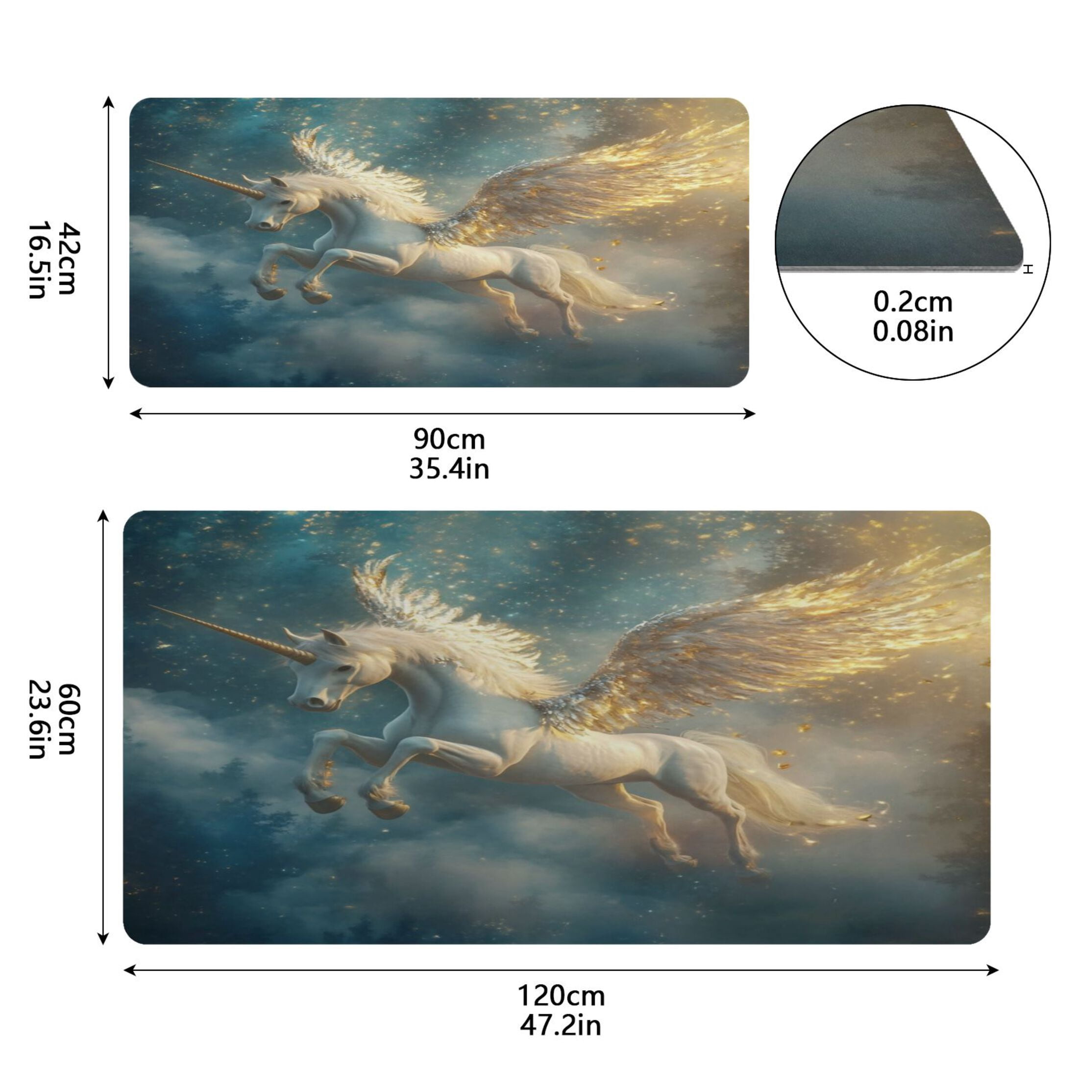 Wobogo Starry Sky Pegasus Gaming Mouse Pad Non-slip Leather Desk Mat Water Resist Keyboard Pad for Gamer Office 16.5×35.4in