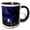 Black/White, variant on 3drose, Contemporary Image of Watercolor Full Moon Night City Skyline Design, 11oz Mug