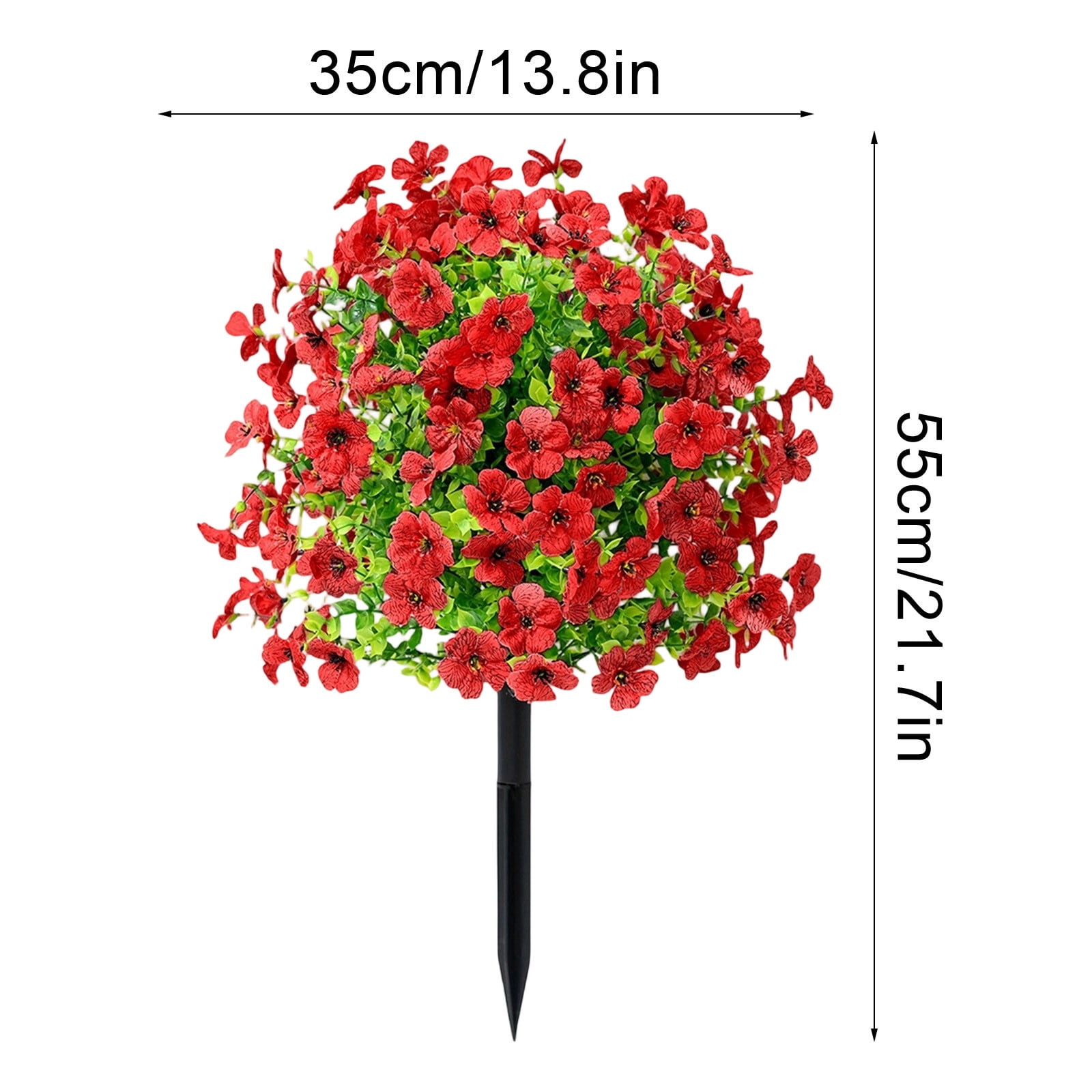 Bxaolu Artificial Flowers with Ground Stake,Artificial Fake Flowers for Outdoor Spring Decoration,22" Realistic UV Resistant Silk Flowers for Outside Patio Window Garden Yard Home (Red)