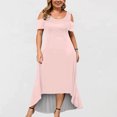 thumbnail image 5 of USSUMA Sundresses for Women Casual Summer,Women's Summer Cold Shoulder Maxi Long Dress Plus Size Casual Loose Short Sleeve Beach Party Vacation Sun Dresses, 5 of 5