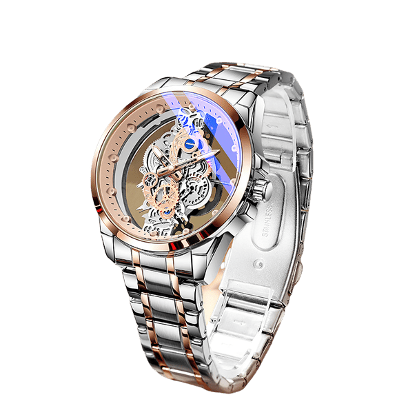 Business - Style Hollow Mechanical Watch - Luminous Hands, Quartz Movement, Water - Resistant, Suitable for Daily & Formal Occasions