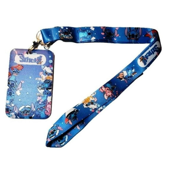 Stitch Character All Over Print Lanyard With ID Holder Keychain