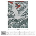 thumbnail image 4 of ONETECH Red-Crowned Crane Bed Blanket Sea Wave Japanese Ukiyo-E Mountain Twig Cloud Plush Blanket Wildlife Vintage Painting Style Throw Blanket for Kid Adult, Throw, 4 of 6