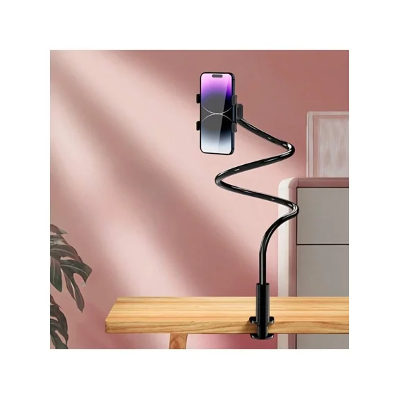 Flexible Lazy Arm Phone Holder - 360° Adjustable Gooseneck Mount (Universal Phone Stand for Bed/Desk, Mobile Phone Clamp Bracket)