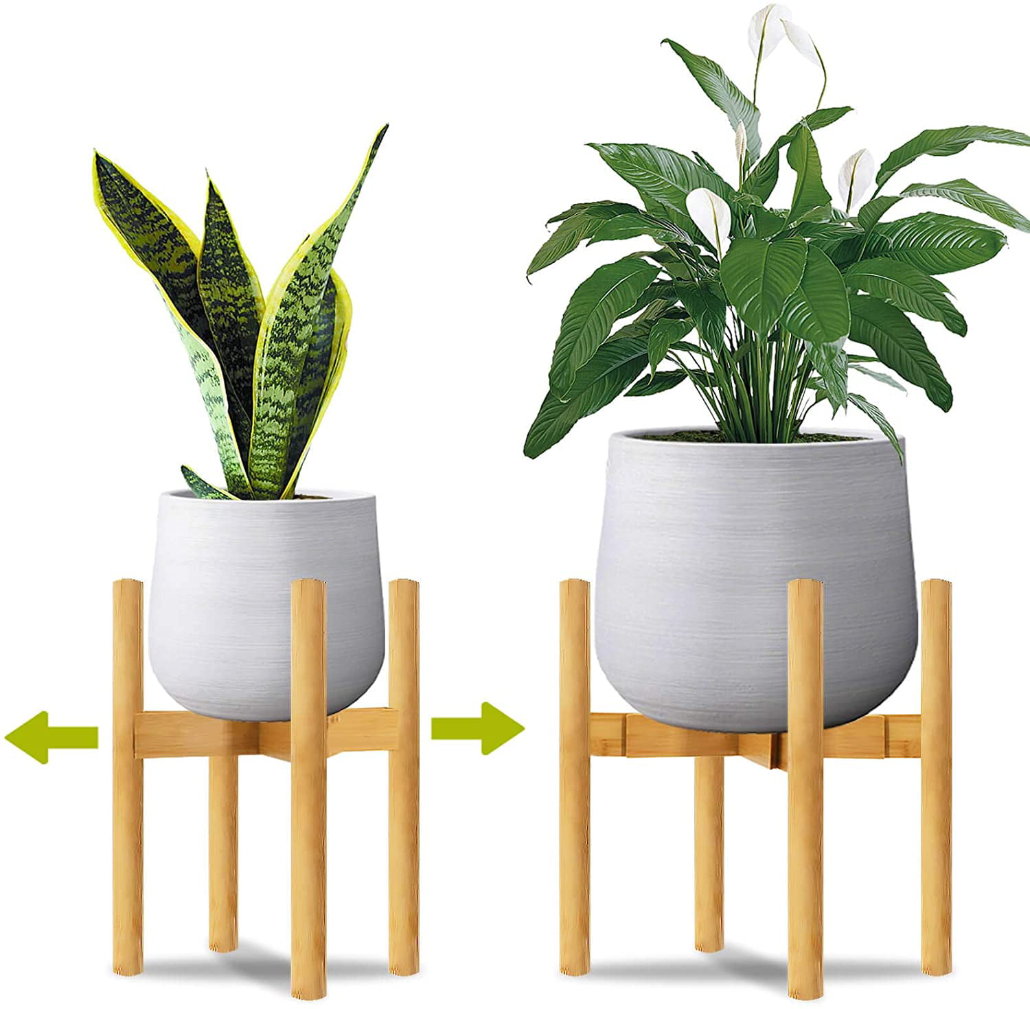 Bamboo Plant Stand Potted Plant Rack for Indoors & Outdoors POTS NOT Included 15 inches Adjustable Width: 8-12 Mid Century Modern Flower Pot Holder 