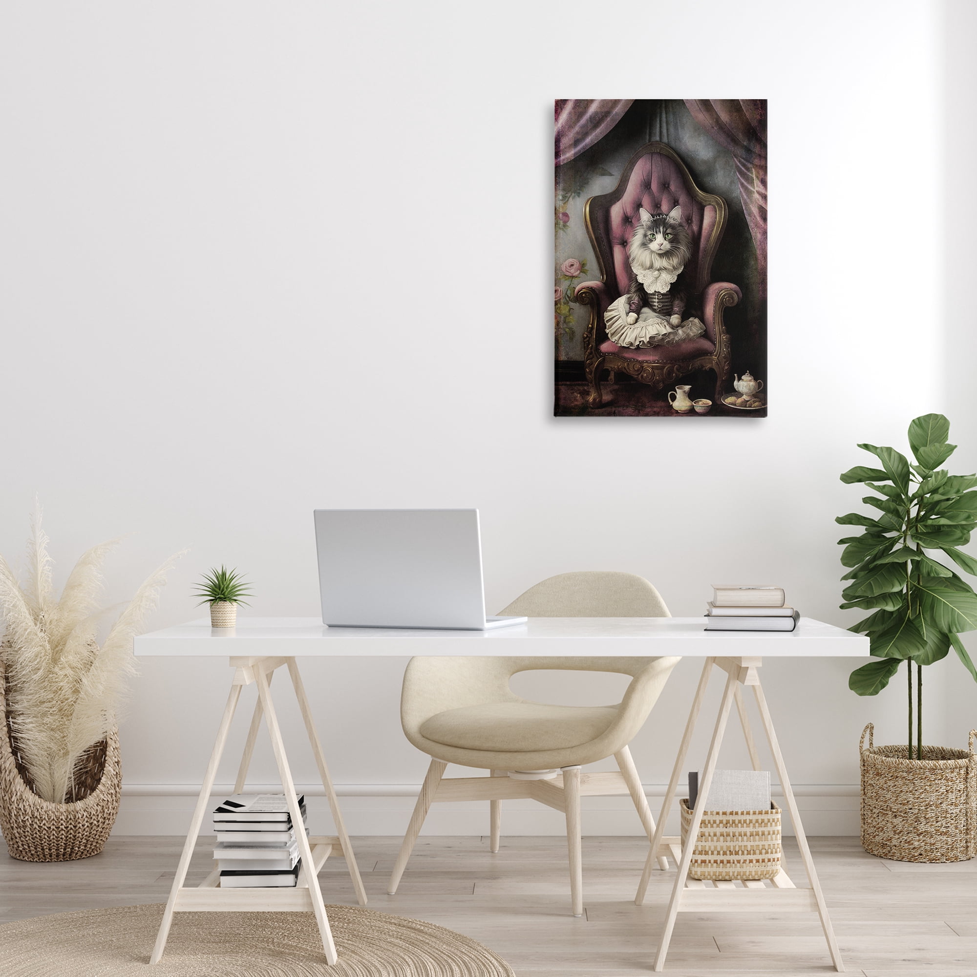 Stupell Industries Royal Cat & Tea Novelty Painting Gallery Wrapped Canvas Art Print Wall Art, 20 x 30