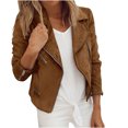 thumbnail image 2 of Usmixi 2023 Winter Womens Wool Coat Bomber Jacket for Women Casual Solid Long Sleeve Lapel Zip up Cropped Coat Slim Fashion Lightweight Cozy Short Woolen Outwear with Pocket Up to 65% off, 2 of 3