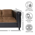 thumbnail image 4 of DeeHome Brown Chenille and Faux Leather Sofa, Modern 3-Seater Sofas Couches for Living Room, Bedroom, Office, and Apartment with Solid Wood Frame, 4 of 5