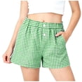 thumbnail image 7 of LJEFF Girls Gingham Shorts with Poket, Checkered Decorative Buttons Loose Elastic Waist Kids Summer Casual Shorts Green Size 8 Years, 7 of 7