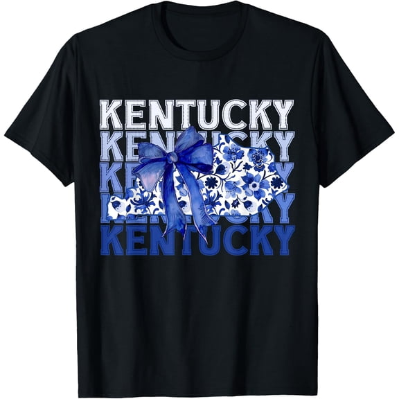 Kentucky Blue Floral Coquette Bow T Shirt Size S-5XL