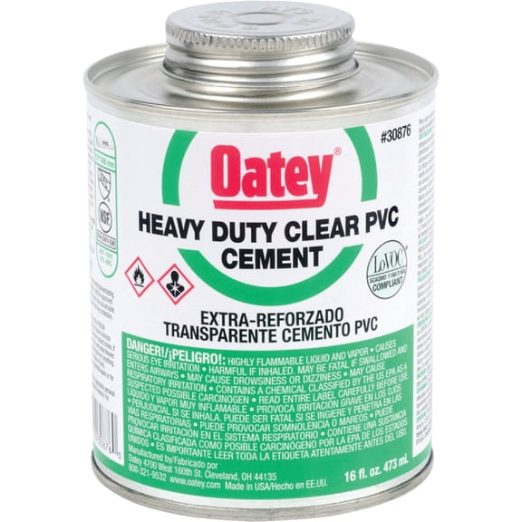 Oatey PVC Cement - Heavy Duty, Low VOC, Clear - 16 Oz