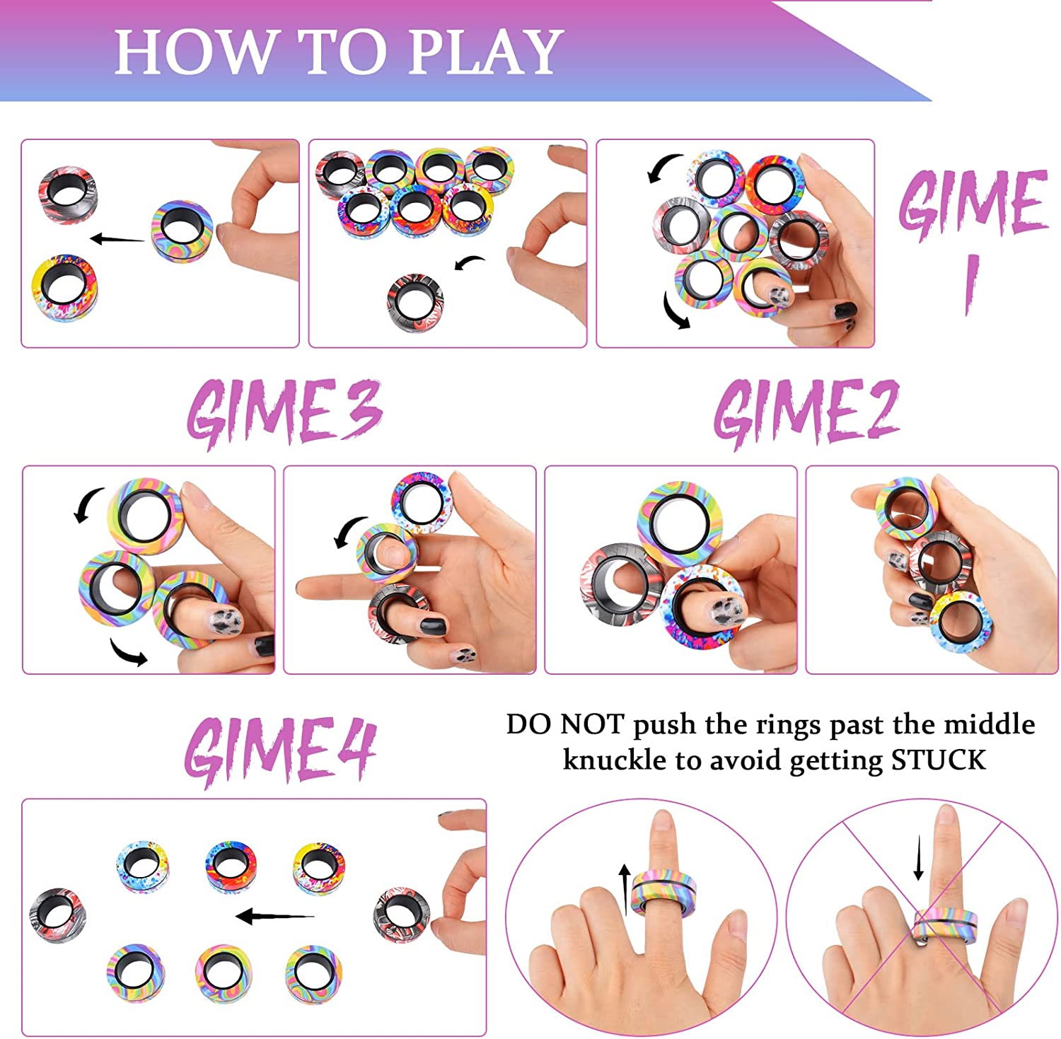 LTONLINE 9 Piece Magnet Rings Fidget Toy Set photo 5
