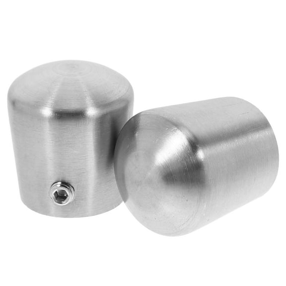 Stainless Steel Handrail End Caps for Home Silver Durable Protective Function 2 Pcs