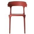 thumbnail image 2 of Chaise de Salle à Manger Extérieure en Plastique Moderne avec Dossier Ouvert en Forme de U, Rouge, 2 of 7