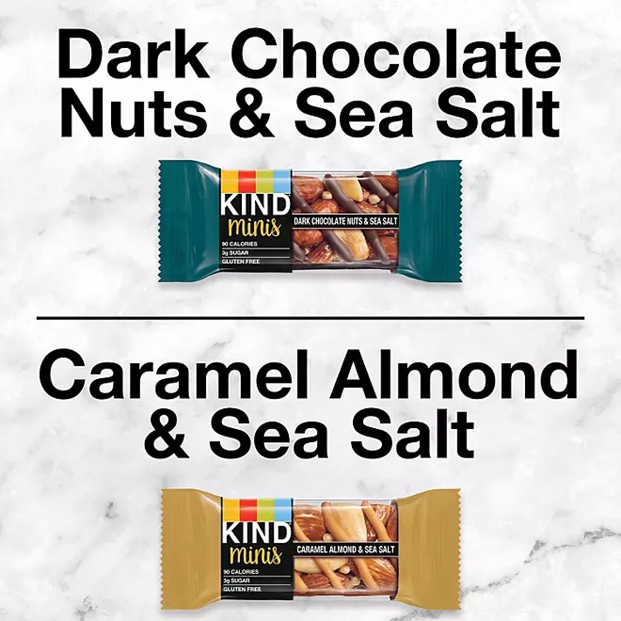 KIND Minis Caramel Almond & Sea Salt Flavored Mini Snack Bar, 0.7 Oz Per Bar, 9 Pack