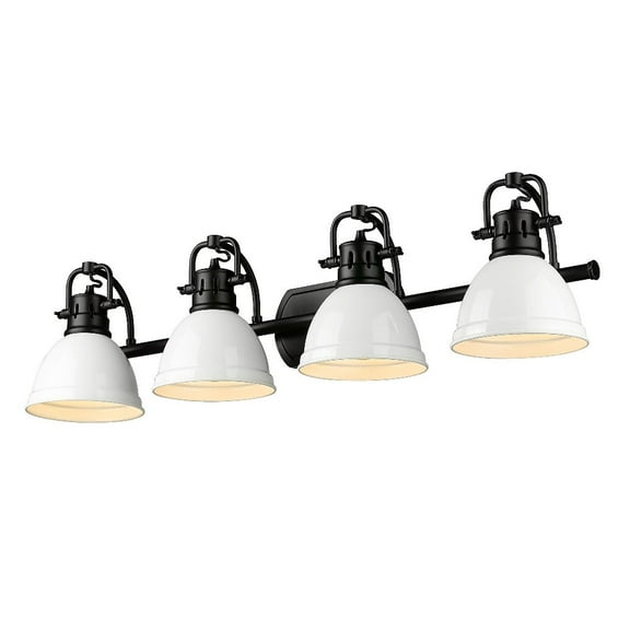 Yep by Golden Lighting Duncan 4-light Vanity in Matte Black and White shade