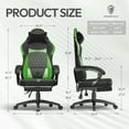 thumbnail image 6 of Dowinx Ergonomic Gaming Chair with Pocket Spring Cushion & Massage Lumbar Support - High Back Office Computer Chair with Footrest for Adults, 300LBS Capacity, Leather Design， Black and Green, 6 of 8