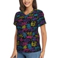 thumbnail image 5 of Yiaed Graffiti Art Print Women's T Shirt V-Neck Short Sleeve Shirt Casual Breathable Tee Summer Tops-Small, 5 of 5