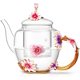 thumbnail image 2 of Luka Tech Tetera de cristal esmaltado con forma de flor de 35 onzas con infusor de hojas de té sueltas extraíble, regalos para mujeres, mamá, día de la madre, Navidad, cumpleaños, día de San Valentín, 2 of 4