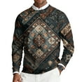 thumbnail image 2 of CharmCyan Men’s Crewneck Sweater Long Sleeve Pullover with Geometric Diamond Print Casual Regular Fit Knitwear Top Earthy Yellow L, 2 of 2