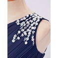 thumbnail image 4 of YONGHS Flower Girls One Shoulder Beaded Chiffon Bridesmaid Romper Dress Wedding Prom Party Gown Navy Blue 12, 4 of 7