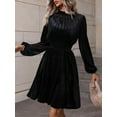 thumbnail image 4 of Womens Floral Sleeve Wear to Work Church Wedding Guest Party Dresses Black S, 4 of 7