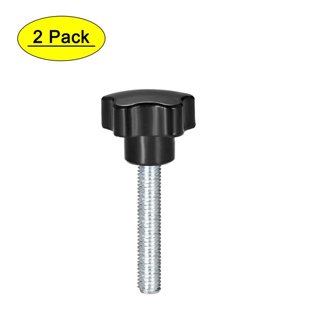 Uxcell M10 x 60mm Rosca Macho Cabeza de 48mm Perillas en Forma de Estrella Galvanizadas Negras 2 Paquete