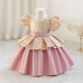 thumbnail image 5 of Delliss Girls Vintage Crew Neck Bubble Sleeve Trendy Princess Dress Pink 4 Years, 5 of 6
