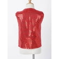thumbnail image 3 of inhzoy Kids Boys Girls Jazz Hip-Hop Dance Dazzled Jacket Shiny Sequins Vest Red 180, 3 of 7
