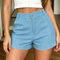 thumbnail image 3 of Pounoo Womens Shorts High Waist Button Fly Pleated Straight Leg Plain Womens Dress Shorts Regular Fit Office Commute Wrinkle Resistant Womens Work Shorts, 3 of 9