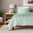 thumbnail image 3 of Mainstays Crinkle Quilt, Twin/XL, Light Green, Soft Wash Microfiber Bedding, 3 of 8