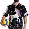 thumbnail image 4 of Starry Unicorn Men's Casual Short Sleeve Button Down Shirts - Printed Summer Beach Tops for Men and Women, 4 of 6