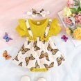 thumbnail image 3 of Gibobby Mameluco niño Conjunto de diademas de manga corta con estampado de mariposas para niñas pequeñas(Amarillo, 0-3 Meses), 3 of 4