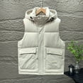 thumbnail image 3 of Mwjwdo Vest for Men Sleeveless Hooded Padded Vest Casual Outerwear Zipper Winter Warm Outdoor Hiking Coat with Pockets Beige L, 3 of 4