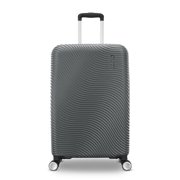 American Tourister Color Waves Medium Checked Expandable Luggage Suitcase with Spinner Wheels, Charcoal