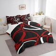 thumbnail image 3 of Homewish Waves Stripes 7pcs Bedding Comforter Set,Modern Asbtarct Geometric Queen Bedding Sets,Red Black White Queen Sheet Sets For Girl Boys,Ultra Soft Home Decor, 3 of 8