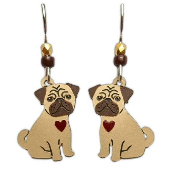 PUG LOVE Dog Hypo-Allergenic Earrings, Sterling Silver Plated, by Sienna Sky