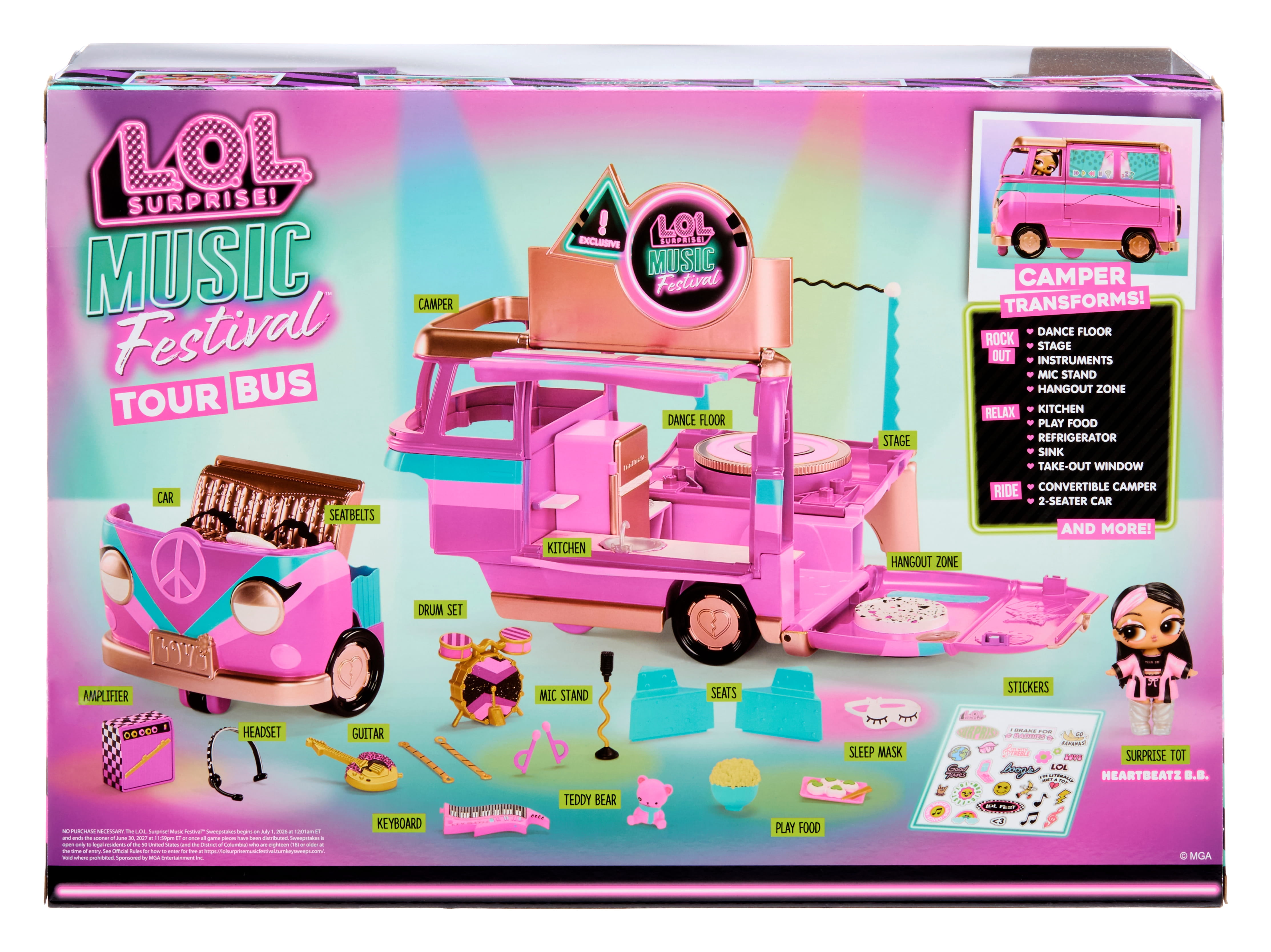 LOL Surprise Music Festival Tour Bus – 5-in-1 Playset, Exclusive Doll Included, Ages 4+