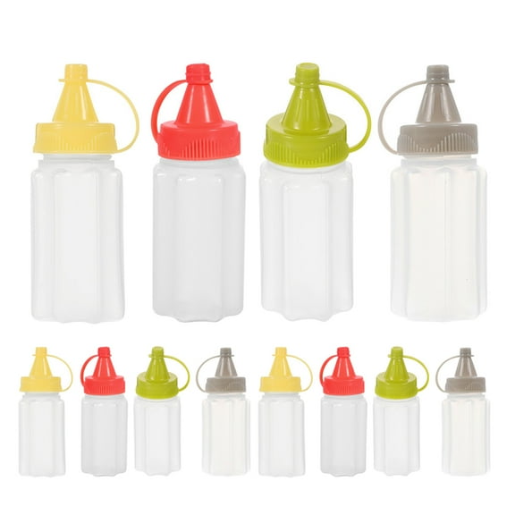 FESTFENDS 16Pcs Sauce Squeeze Bottles Reusable Leakproof Plastic Containers For Picnic 3.34X1.26X1.18in