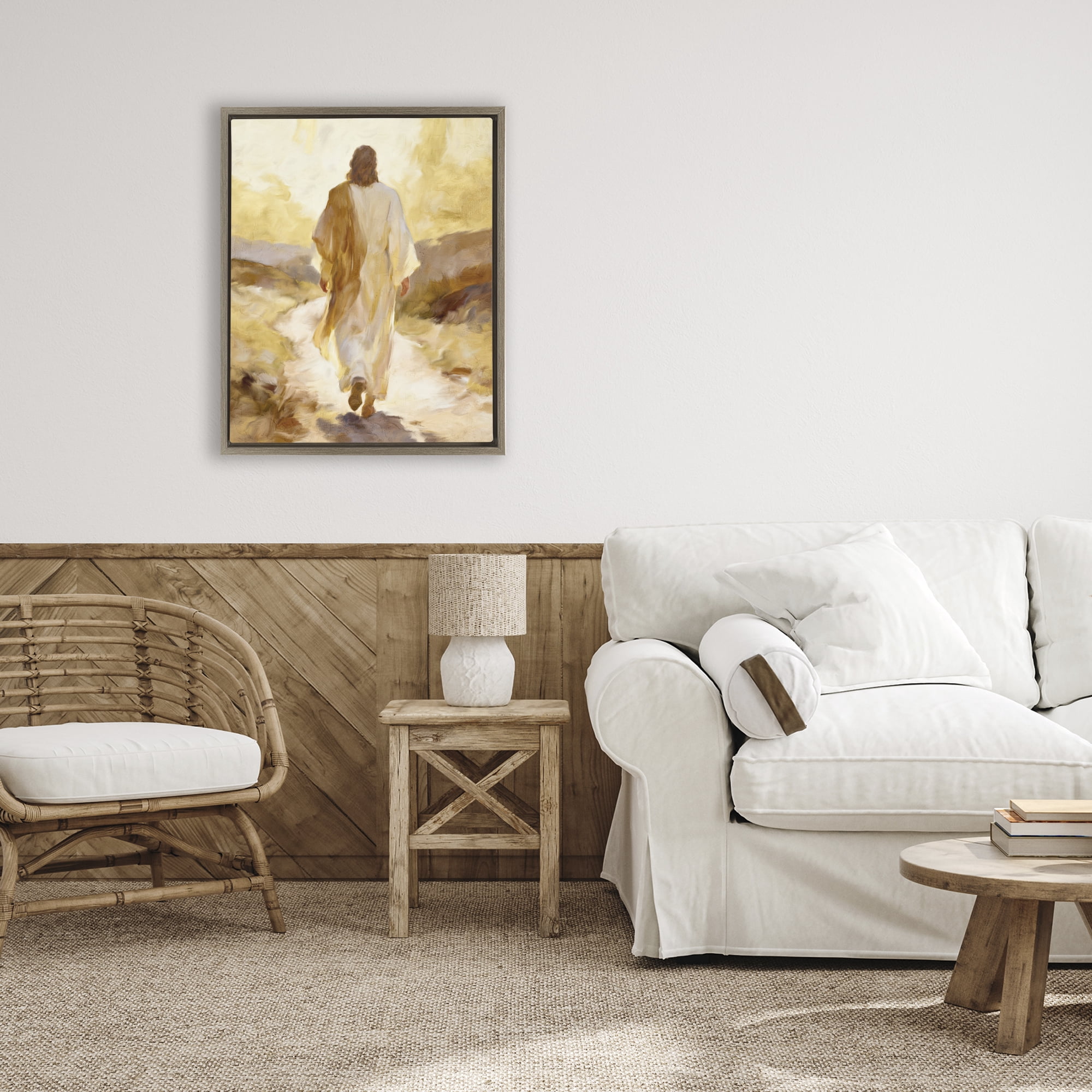 Stupell Industries Walk By Faith Sunset Brown Framed Floater Canvas Wall Art, design by Kim Allen