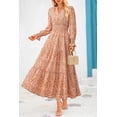 thumbnail image 3 of Vestido PRETTYGARDEN 2025 Floral Naranja Cuello en V Manga Larga XXL, 3 of 4