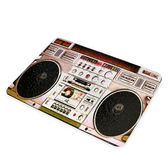 KuzmarK Glass Cheese Cutting Board 11"x7.75" - Boombox Ghettoblaster Radio