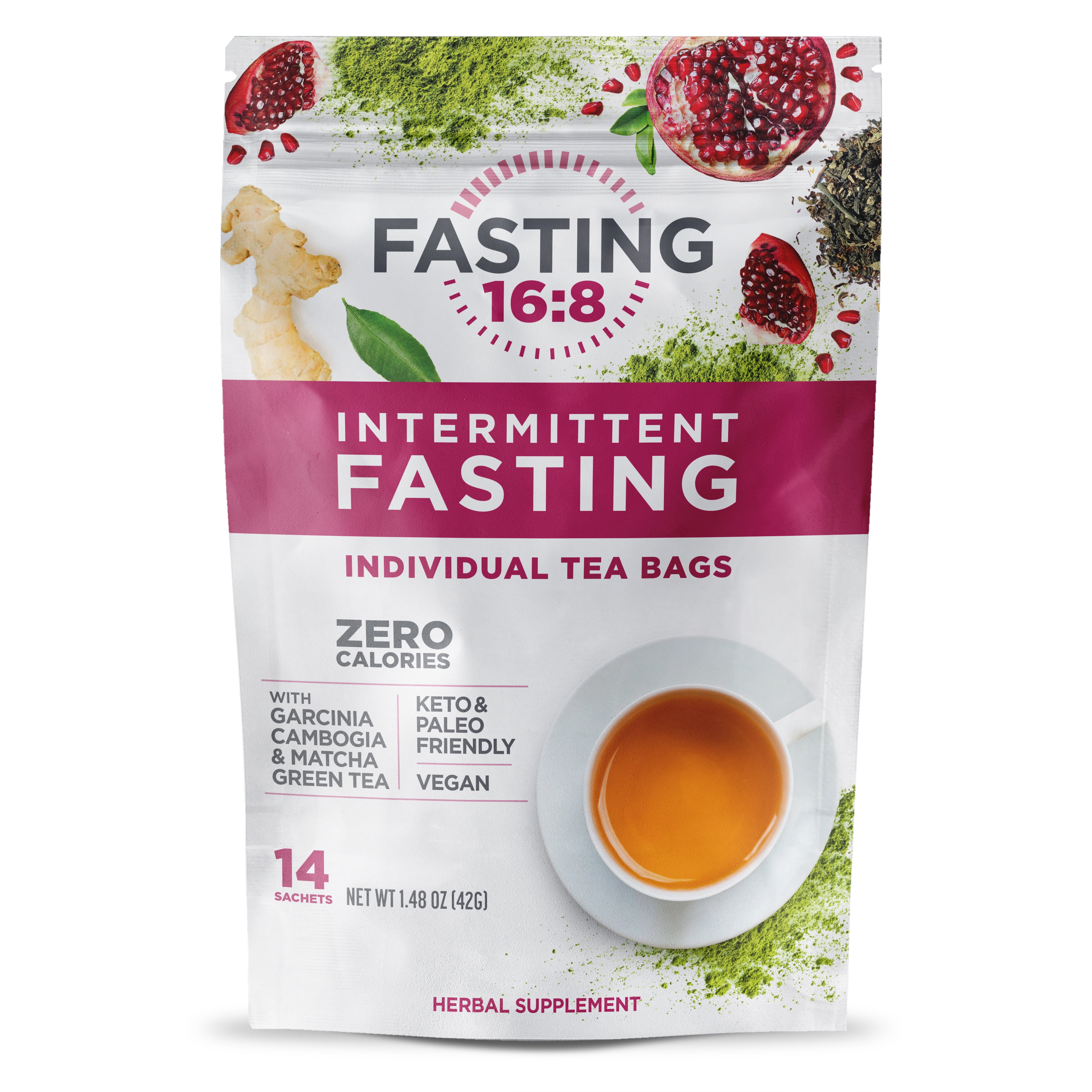 Fasting 168 Intermittent Fasting Individual Tea Bags, 0 Sugar, 0