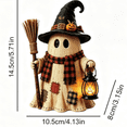 thumbnail image 4 of Halloween Resin Ghost with Broom Figurine, Adorable Handcrafted Halloween Decor for Rustic Fall Tiered Tray and Mantel Display, 4 of 8